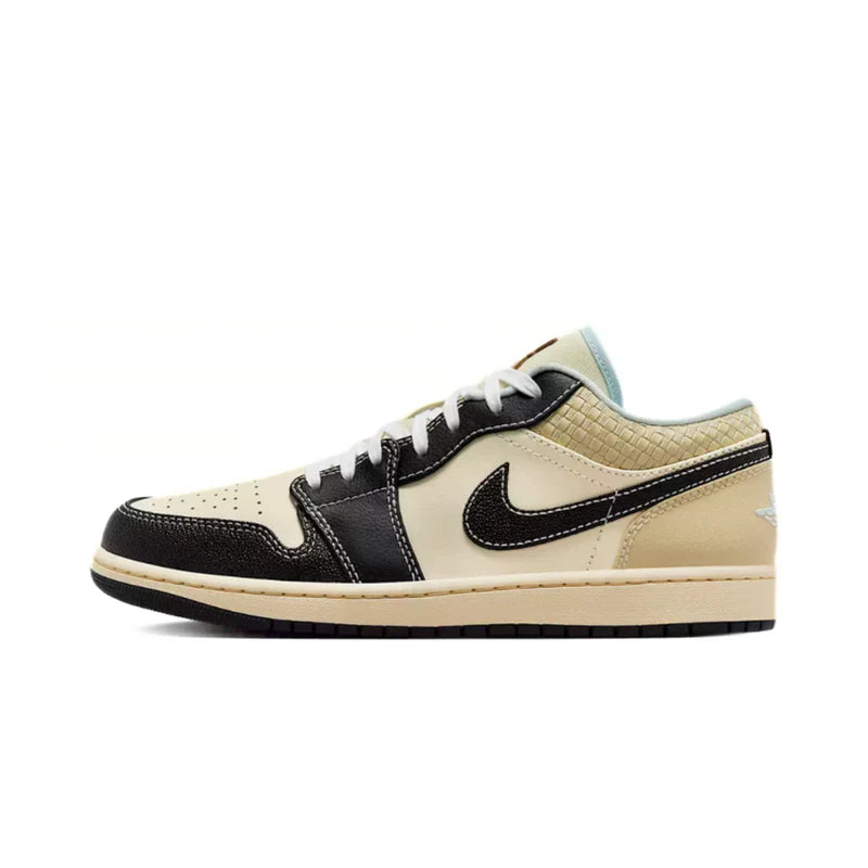 Air Jordan 1 Retro Low Coconut Milk Black Muslin Sneakers